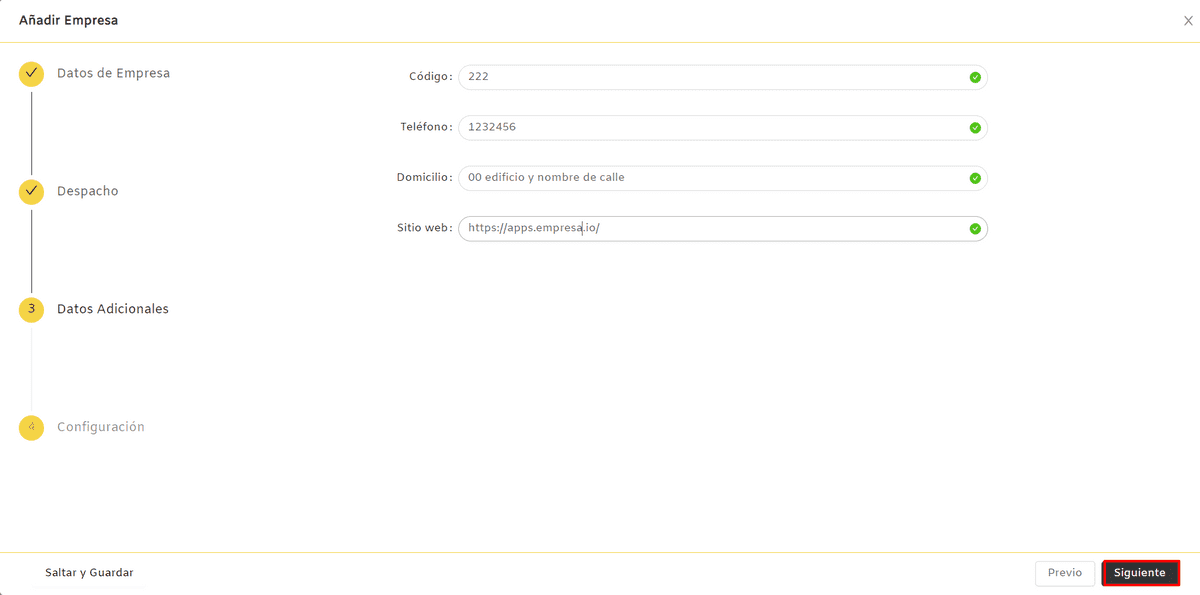 Takasi empresas config